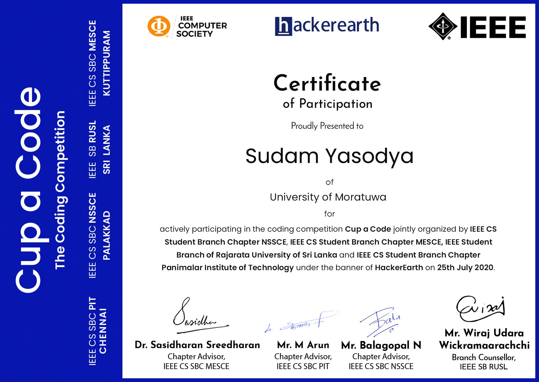 Cup a Code Certificate